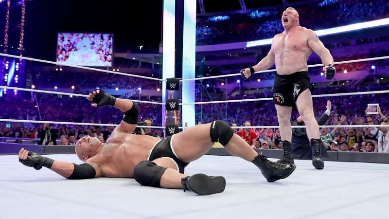 UBrock Lesnar uhlule uGoldberg eWrestleMania 33