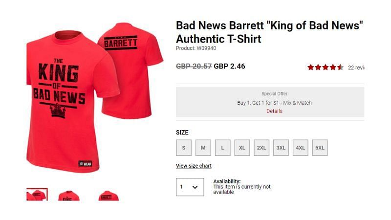 Această cămașă Wade Barrett este încă în magazinul WWE, dar nu este de vânzare