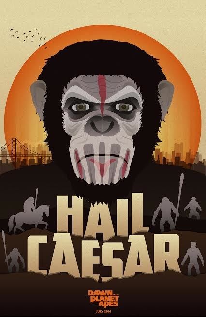 Wees gegroet Caesar Dawn of the Planet of the Apes geïllustreerde poster