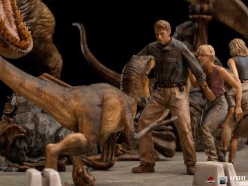 Statue de la scène finale de Jurassic Park