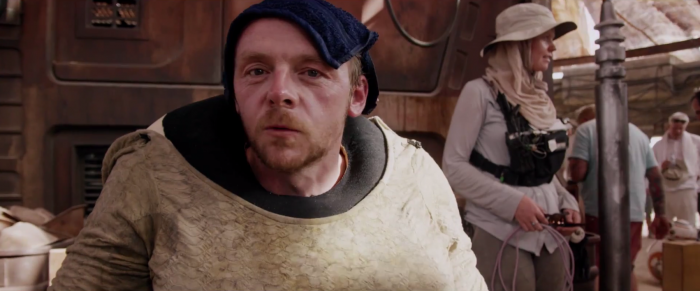 Zvaigžņu kari: Pamodinātais spēks: simon pegg kostīmā