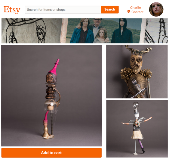 Página Etsy hereditária