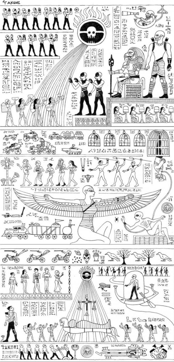 Mad Max Fury Road egyptisk stil (svartvitt)